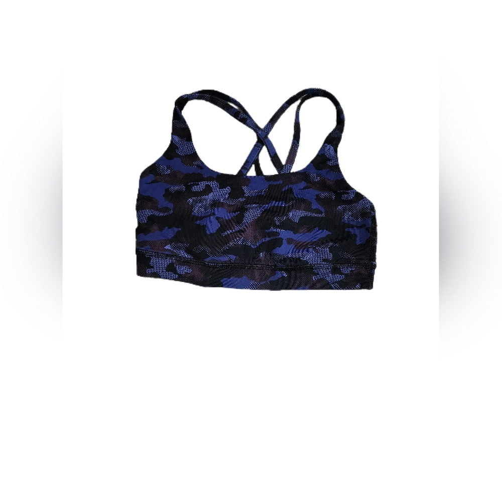 Lululemon Blue Camo Criss Cross Sports Bra